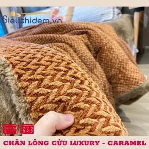 Chăn lông cừu Nanara Nhật Bản Luxury Nâu Caramen-1