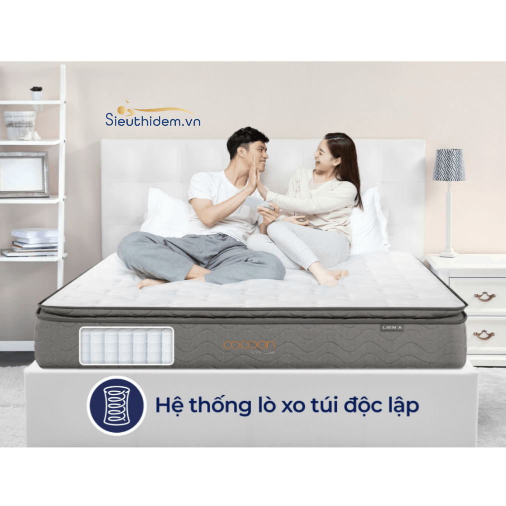 Đệm Lò Xo Túi Độc Lập Cocoon Grey Luxe-3