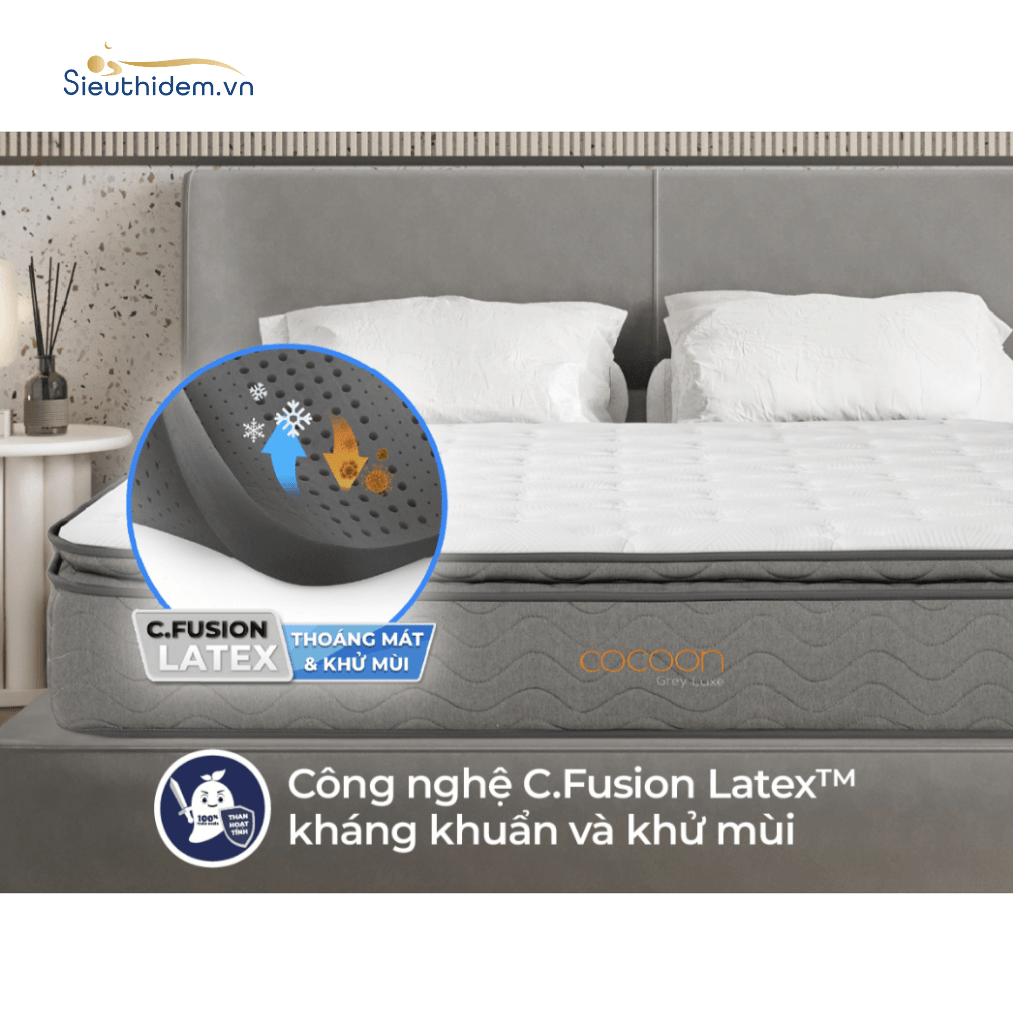 Đệm Lò Xo Túi Độc Lập Cocoon Grey Luxe-1