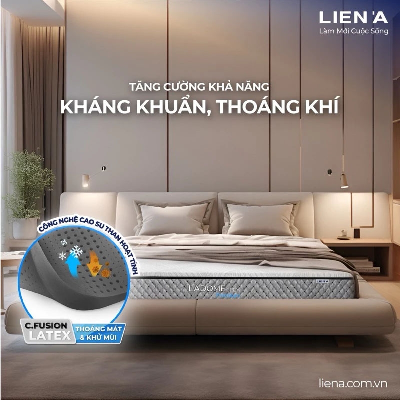 Đệm cao su Liên Á than hoạt tính Ladome Grey Premium-4