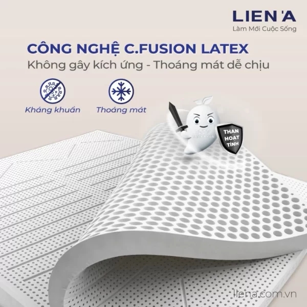 Đệm cao su Liên Á than hoạt tính Ladome Grey-3