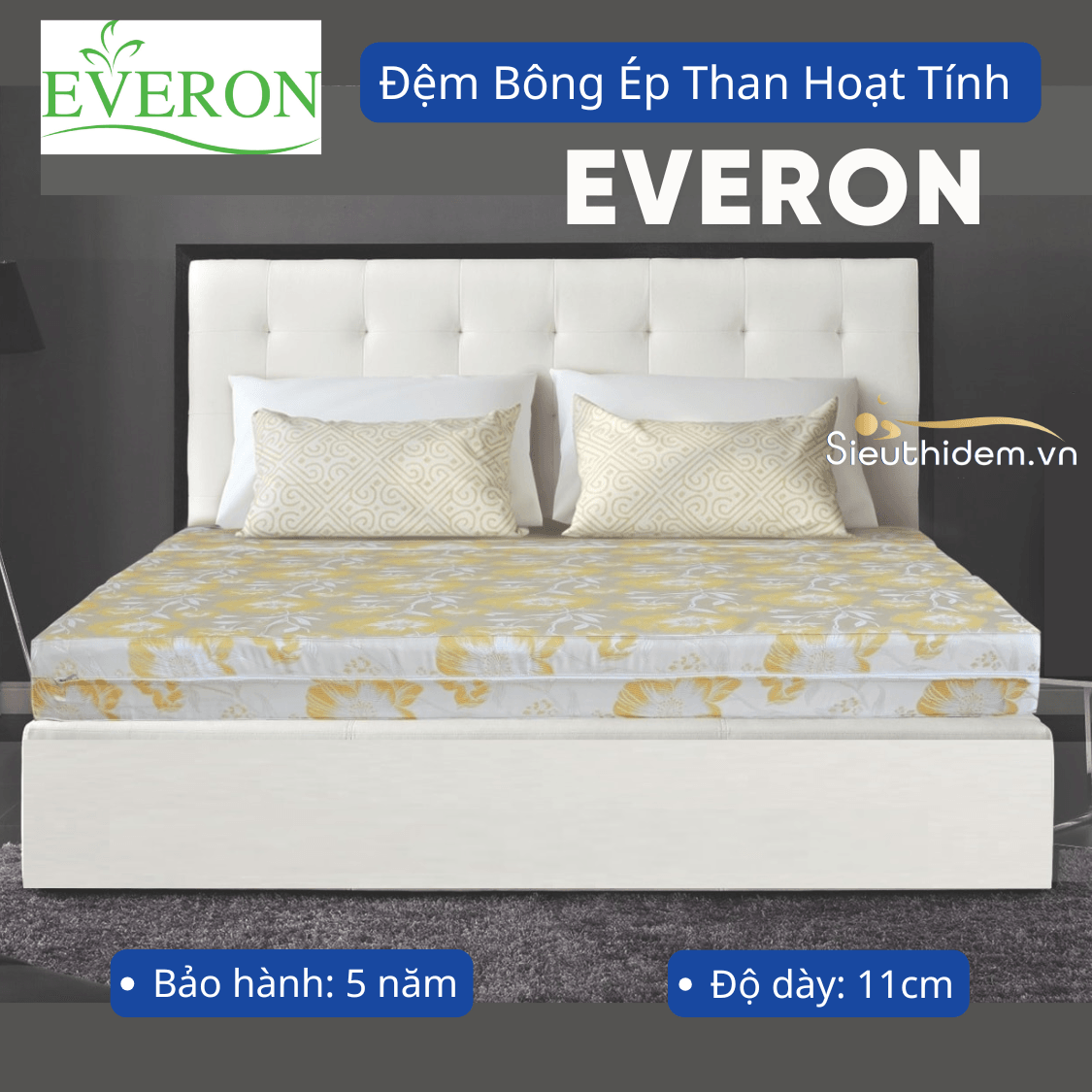 Đệm bông ép Everon than hoạt tính-0