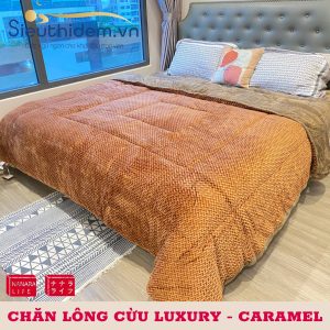 chăn lông cừu nanara luxury nâu caramen