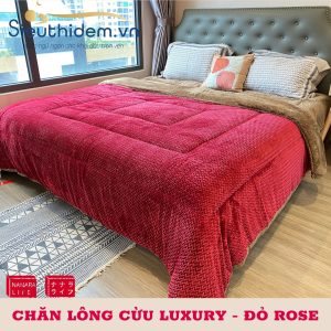 chăn lông cừu nanara luxury đỏ rose